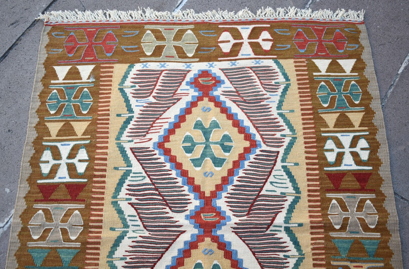 Turkish Rug 36'' x 47'' Vintage Anatolian Oushak Rug Natural Color Wool Rug gallery