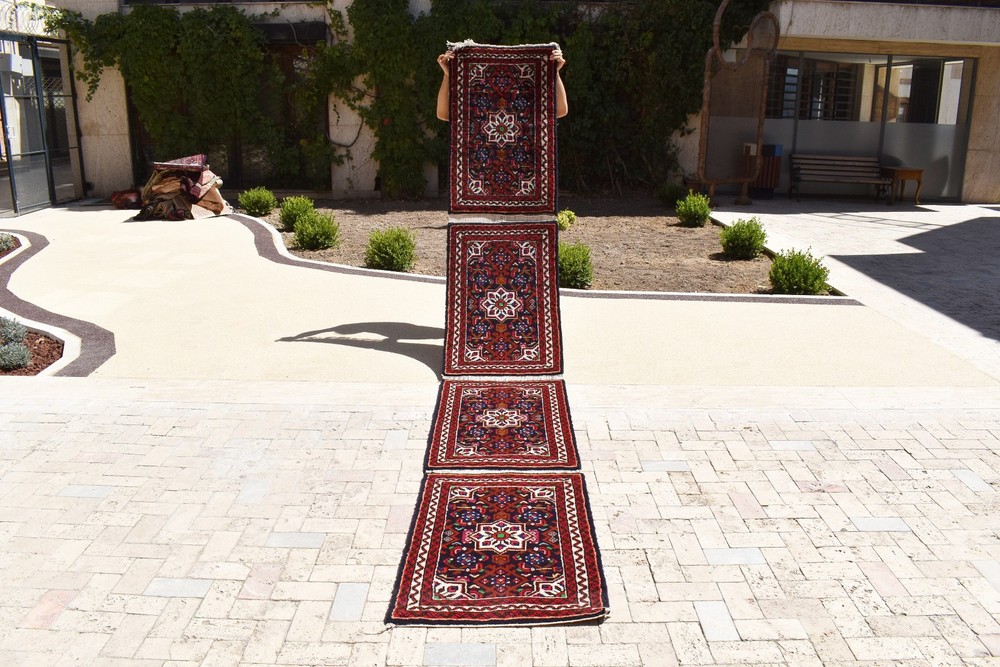 Turkish Red Rug 25''x161'' Oriental Runner Corridor Wool Hallway Carpet 2x13
