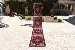 Turkish Red Rug 25”x161” Oriental Runner Corridor Wool Hallway Carpet 2×13