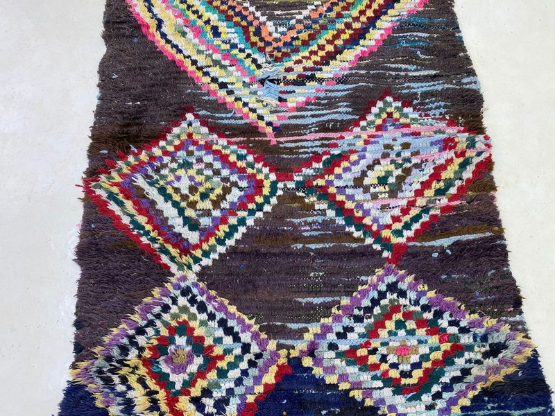 Moroccan Cotton Vintage Berber Rug, Unique Geometrie Home Decor Rug 2'9x7'1 ft gallery
