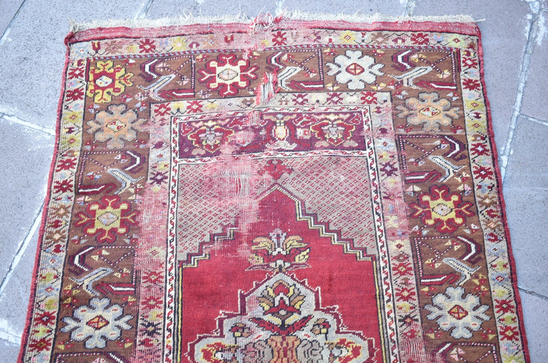 Antique Turkish Rug 39'' x 57'' Collector's Item Prayer Rug Kirsehir Wool Rug gallery