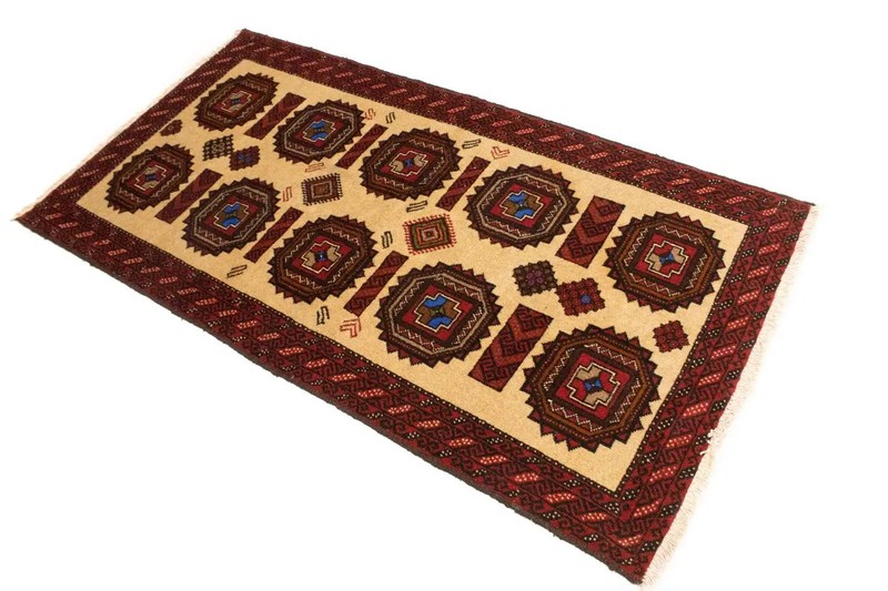 Hand-Knotted Farmhouse Oriental Rug Tribal Geometric Design Area Carpet 3X6 ft gallery