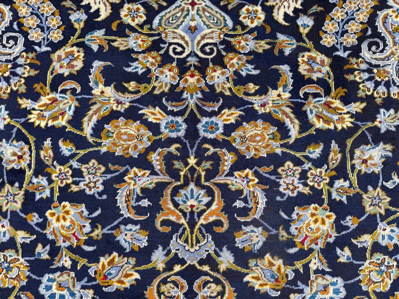 10x14 BLUE ANTIQUE RUG HAND-KNOTTED vintage oriental big fine wool handmade navy gallery