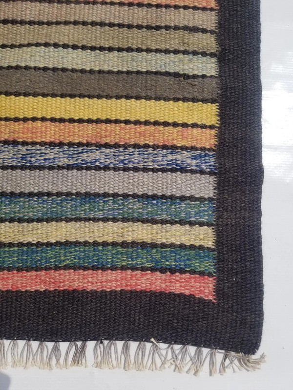 Vintage Traditional Handmade Anatolian Striped Wool Multicolor Kilim 4.3x2.2ft gallery