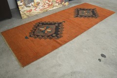 3×7 Turkish Runner Hand-Knotted Vintage Oushak Rug Small Boho Decor Carpet,638
