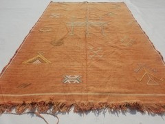 Vintage Traditional Handmade Moroccan Cactus Kilim Rug 4.9×3.0ft