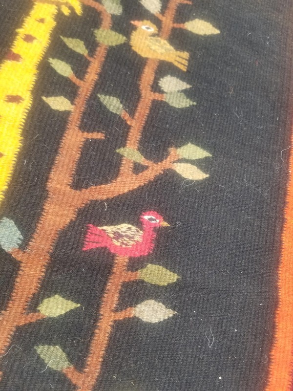Fine Vintage Traditional Hand Made Scandinavian Wool Multicolor Kilim 108x61cm gallery