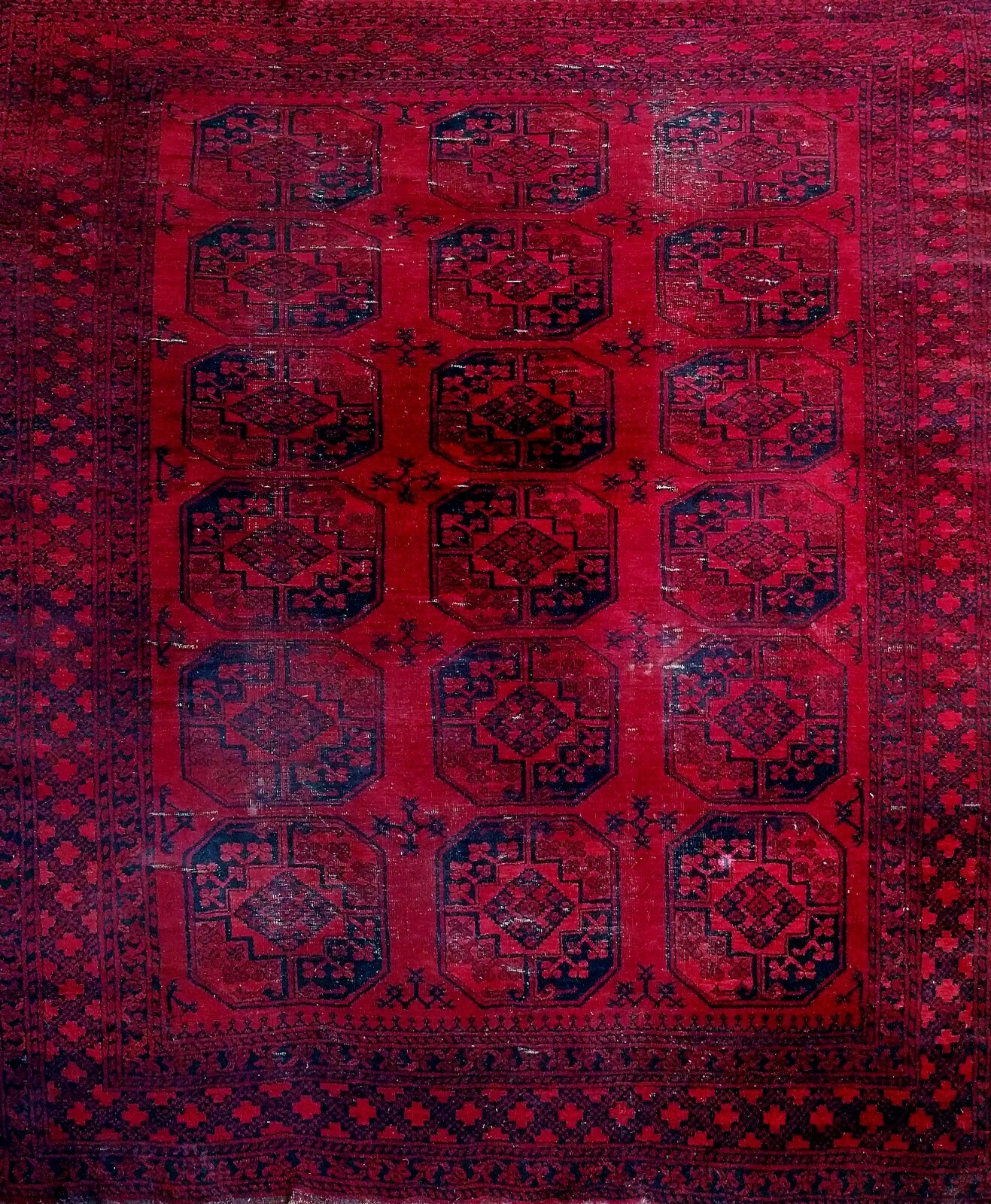 OLD AFGHAN RUG. 237X285 CM. APPROX. HAND KNOTTED WOOL. AFGHANISTAN. XIX-XXTH gallery