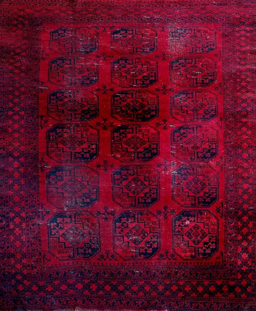 OLD AFGHAN RUG. 237X285 CM. APPROX. HAND KNOTTED WOOL. AFGHANISTAN. XIX-XXTH