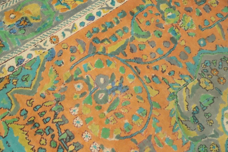 Orange Over-Dyed Vintage Handmade Floral Traditional Room Size Wool Area Rug 6x9 gallery