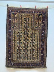 Antique Rare Collectible Hand Knotted Afghan Prayer Wool Rug 135×92 Cm