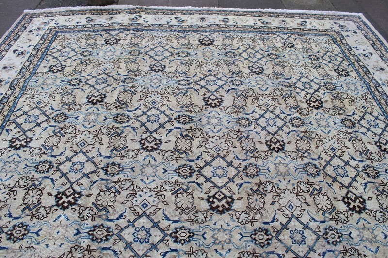 Vintage Worn Hand Made Traditional Oriental Wool Faded Pink Beige Carpet 402x296 gallery