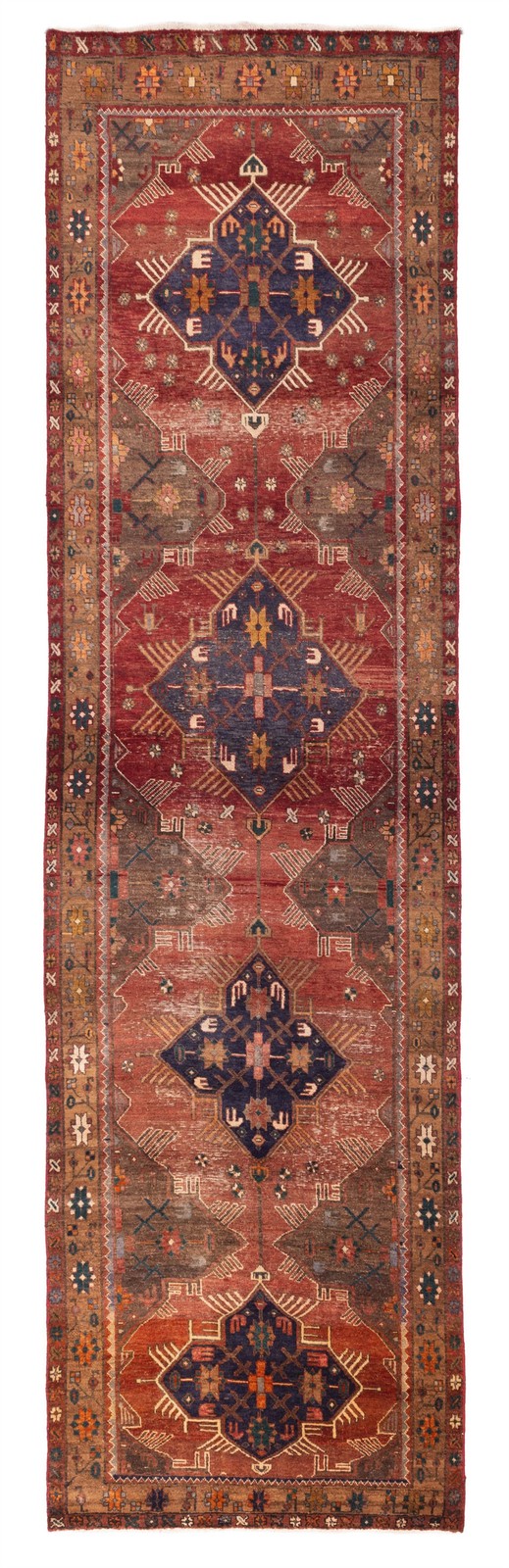3'11" x 13'9" Vintage Hand-knotted Runner Rug Traditional Oriental Wool Carpet gallery