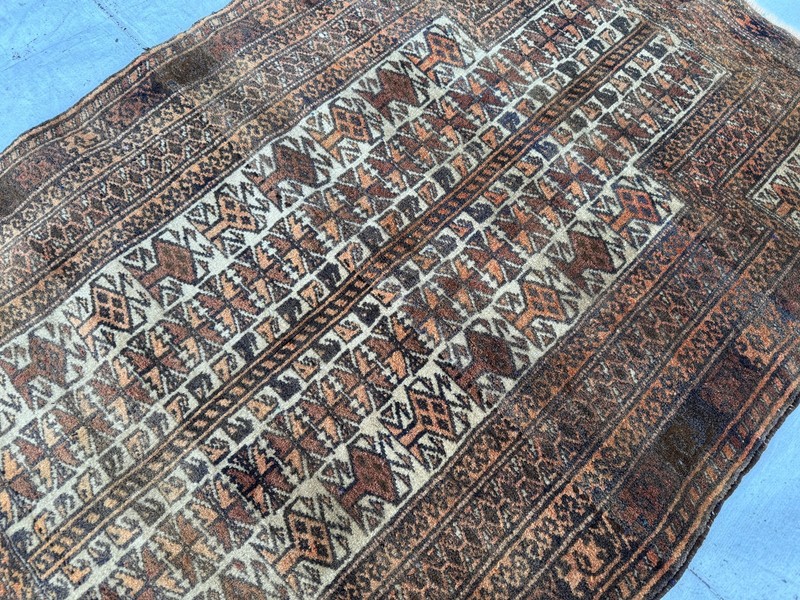 1920s Antique Afghan Baluchi Muted Rug 3x4 Beige Terracotta Oriental Area Carpet gallery