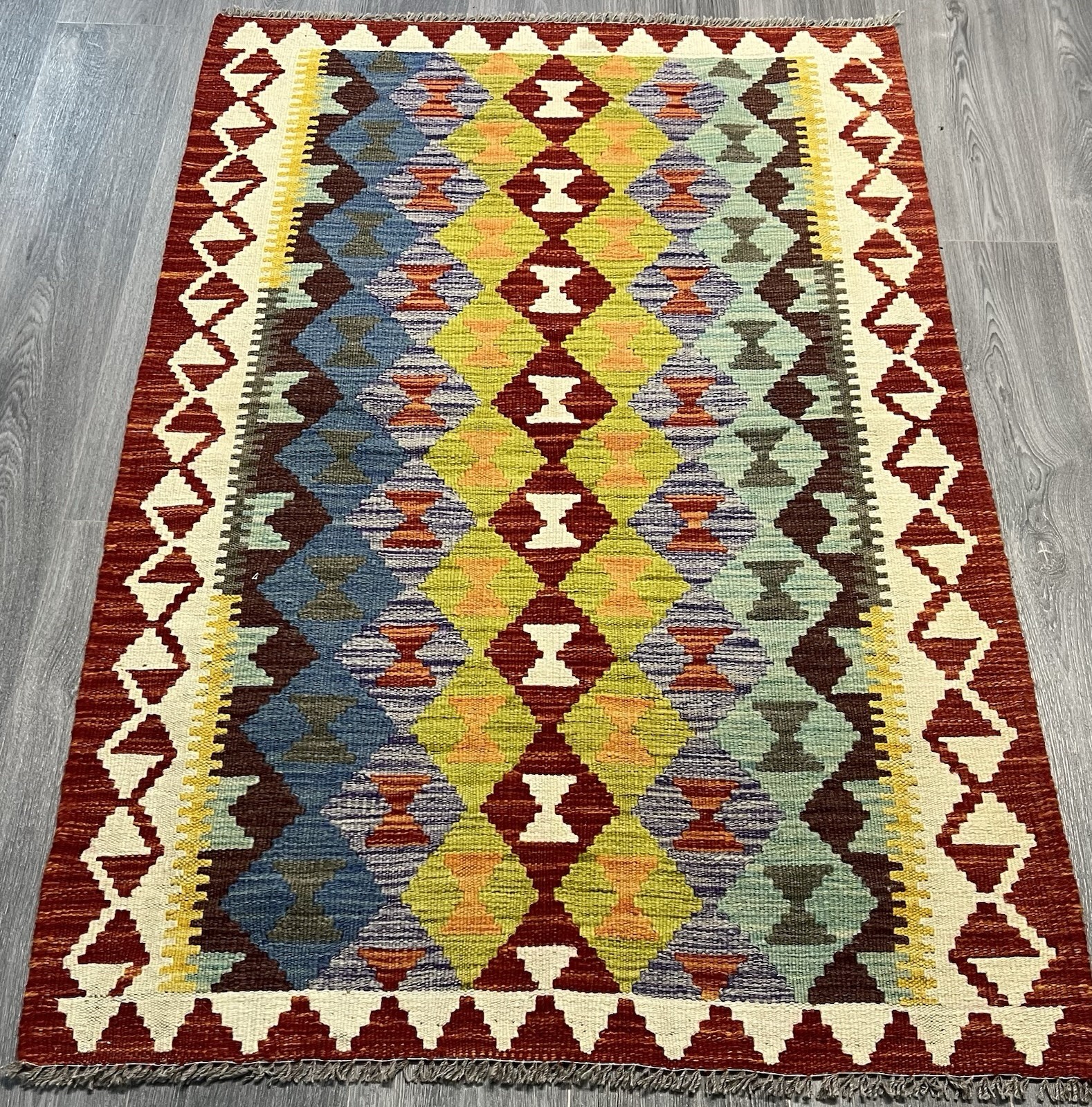 Vintage Kilim Traditional Hand Made Oriental Wool Kilim 5ftx3.2ft 155cmx101cm gallery