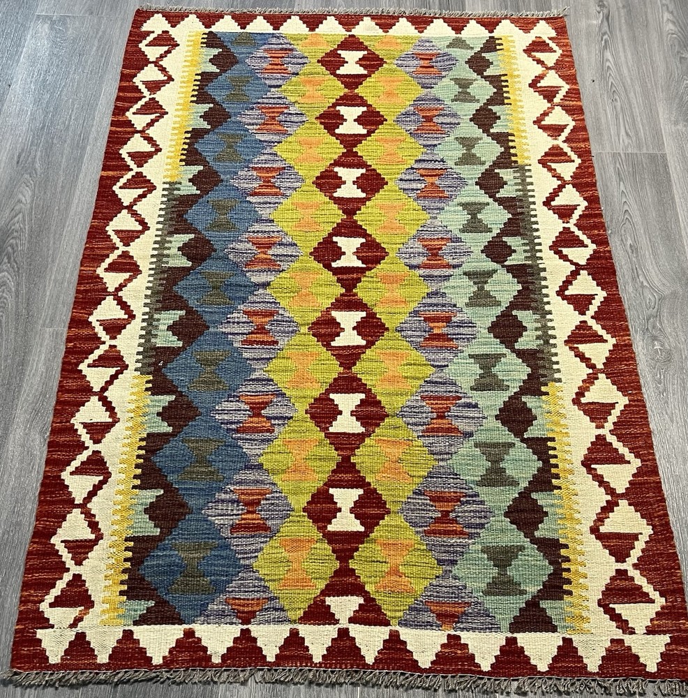 Vintage Kilim Traditional Hand Made Oriental Wool Kilim 5ftx3.2ft 155cmx101cm