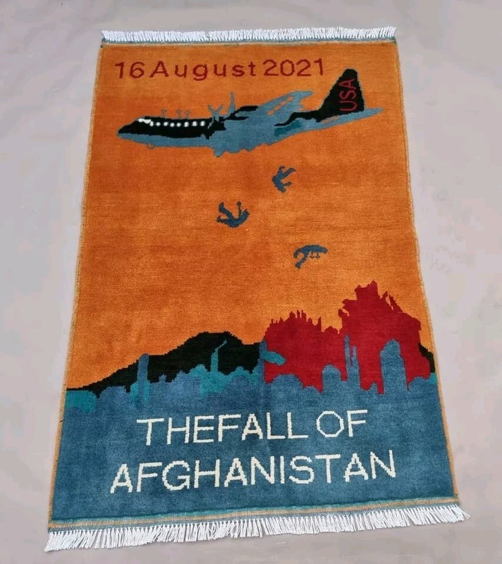 A Beautifully Handmade Afghan war Rug Rare Design Great Quality 123X 80 Cm gallery