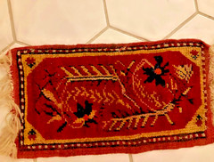 Small Antique Kurdish Tribal Rug handspun, natural dye 100% wool 17.5”x9.5”