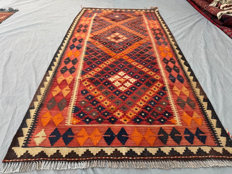 3'5x7'1 ft Vintage Afghan Kilim Rug Handwoven Tribal Geometric Pattern Floor Rug gallery