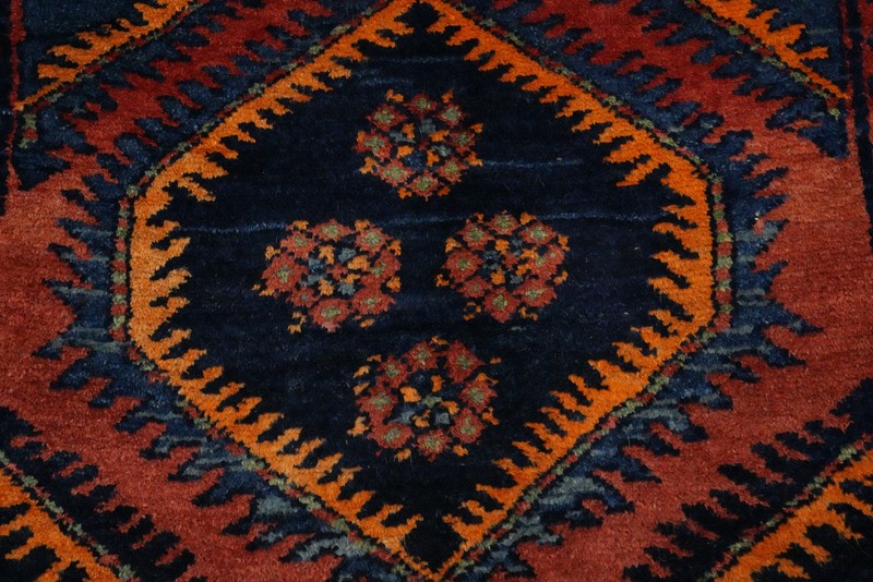 Geometric Tribal Traditional Handmade Semi-Antique Rug Nomadic Wool Carpet 4x7 gallery