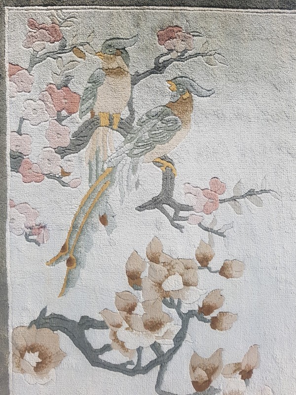 Vintage Chinese Handmade cherry blossoms Multicolor Wool Rug Carpet 60x47 cm gallery
