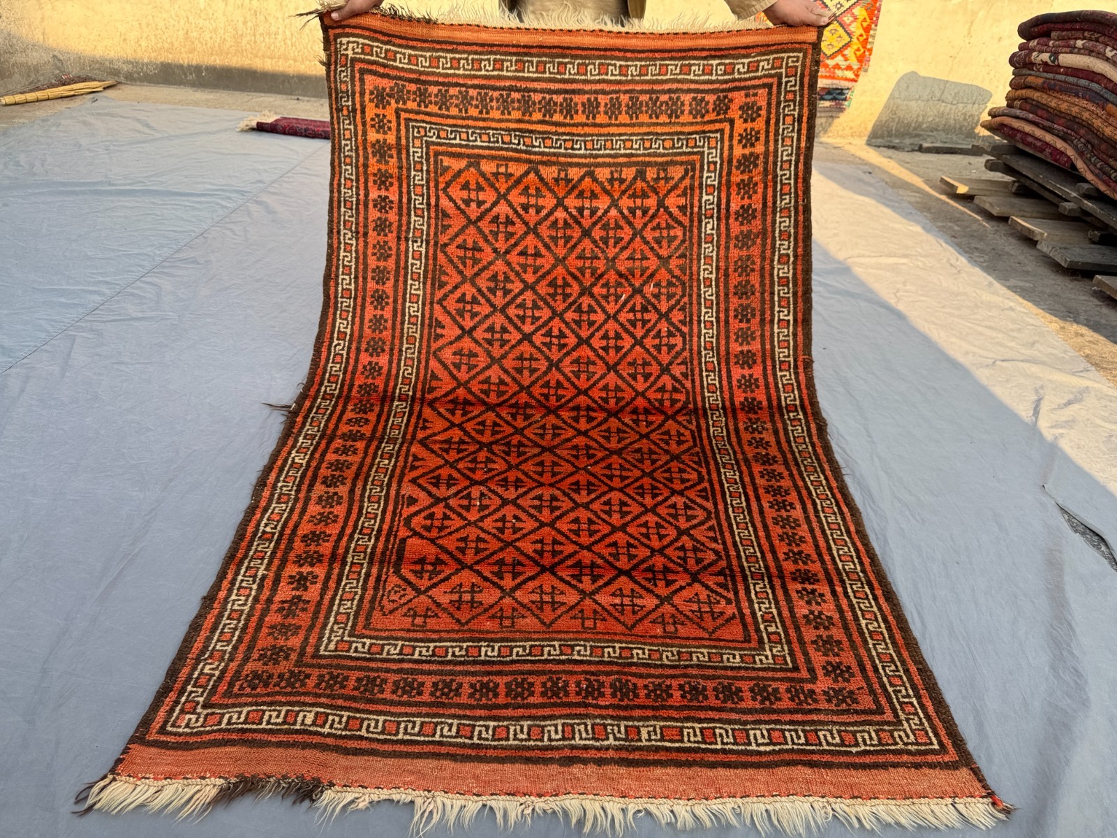 Vintage Afghan Hand-Knotted Tribal Wool Rug – 4' x 6'5 ft, Soft and Durable Rug gallery