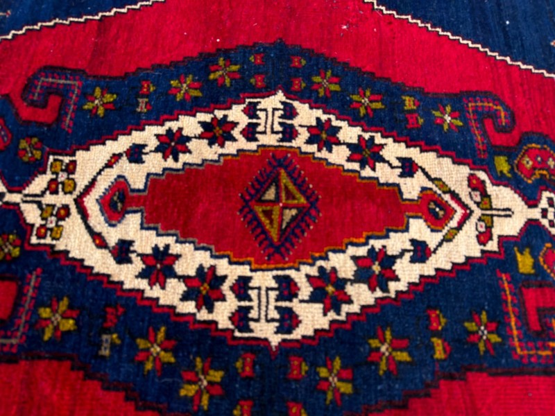 1970s Geometric Turkish Vintage Area, Tribal Handmade Anatolian Rug 4.1x6.5 ft gallery