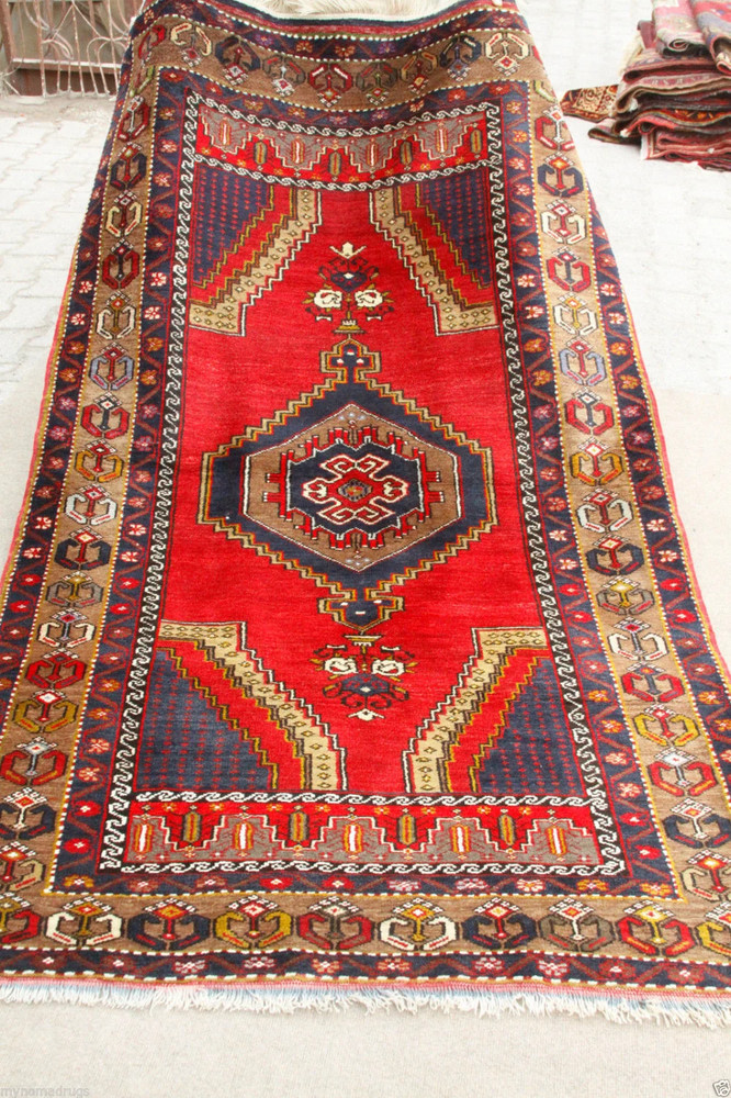 Lovely 1900-1939s Tent Woven Multi-Colored Wool Dowry Area Rug 4’3”x 8’