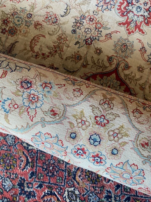 Beautiful terracotta - beige Turkish Hereke silk rug 6'3 X 4'2 gallery