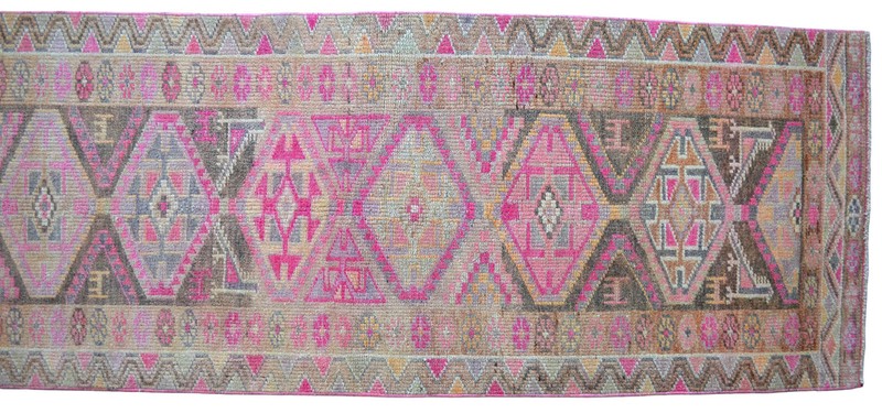 3x12 Runner Turkish Rug Hand Made PINK Hallway Rug Low Pile. Actual 2.7 x 12 ft gallery