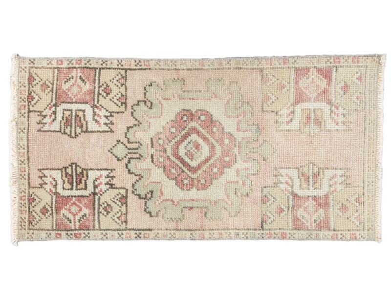 Bath Rug Runner, Bathroom Rug, Vintage Oushak Turkish Rug, Door Mat, 1'5''x2'8'' gallery