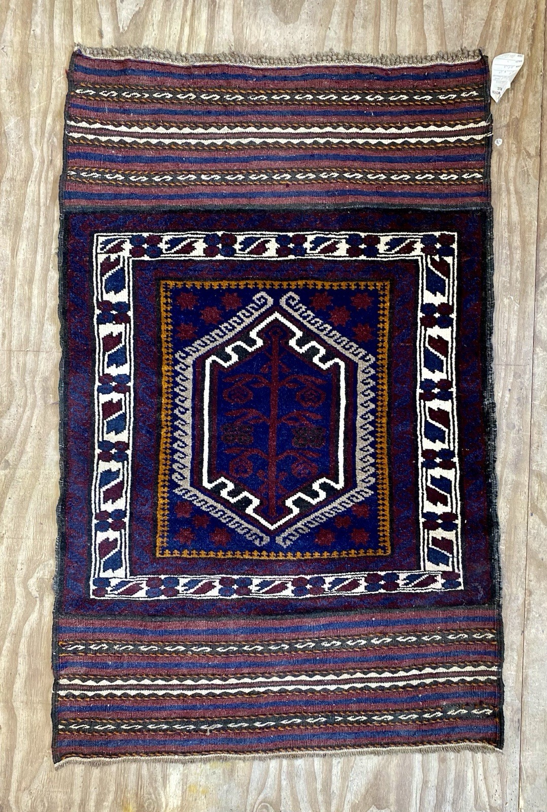 Vintage Bal uch Hand knotted Rug With Flat Weave Kilim Ends gallery