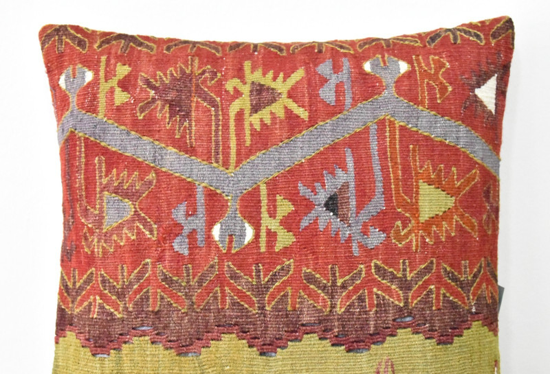 Turkish Kilim Pillow Cover Sofa Rug 16''x16'' Decorative Handmade Cushion Cover gallery