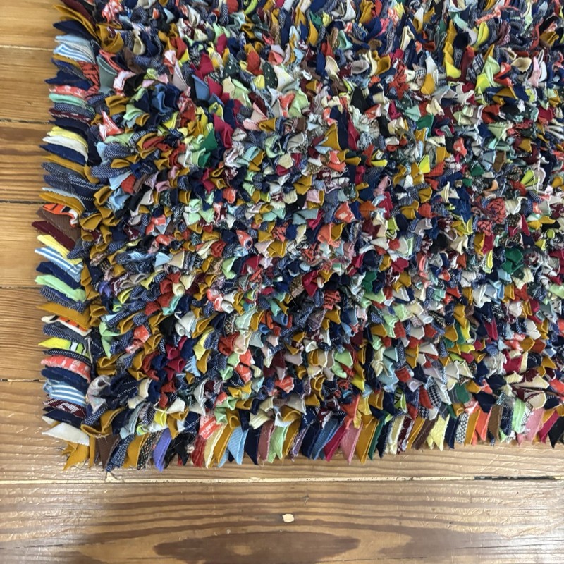 Vintage Heavy Backing Colorful Hooked Rag Rug Handmade 35”x29” Accent Entry OOAK gallery