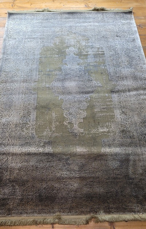 Gray Silk Rug, Modal Silk Rug, Modern, Turkish Silk Rug 47"x71", 120x180cm gallery