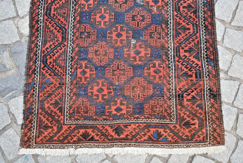 Fabulous Antique Rare Tribal Rug Collectors Piece Distressed Low Pile Tribal Rug gallery