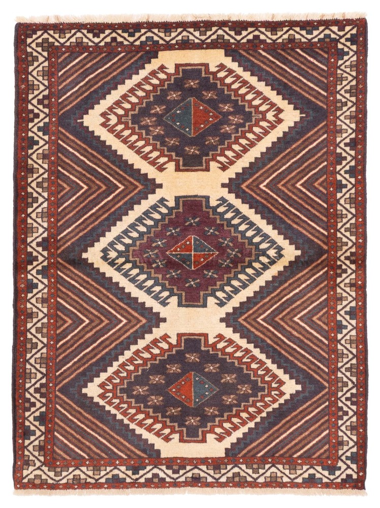 Vintage 4'2" x 5'6" Traditional Hand Knotted Vegetable Dye Wool Area Rug