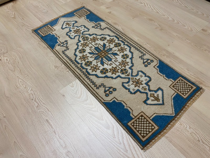 1.3x2.9 ft Turkish mini rug Vintage rug Small Brown rug Ethnic rug Wool rug gallery