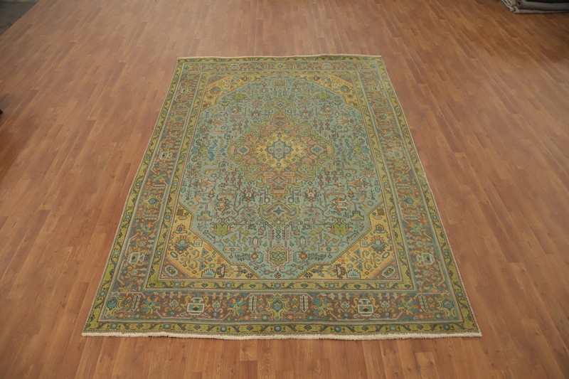 Vintage Wool Traditional Living Room Area Rug 7x10 ft Hand-knotted Blue Carpet gallery