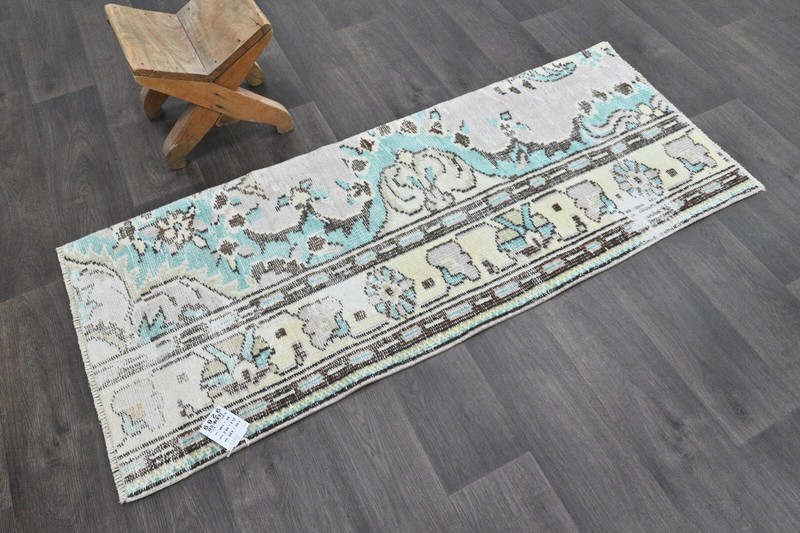 Vintage Turkish Runner Rug 2x5ft Wool Anatolian Handmade Hallway Oushak RAINBOW gallery
