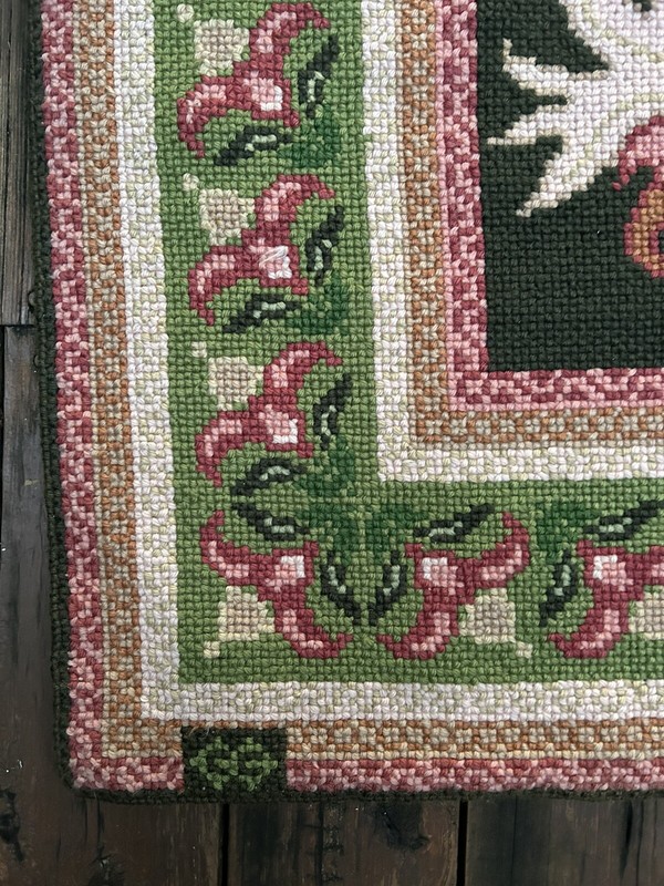 Vintage Portuguese Hand Woven Wool Floral Flat Weave Rug Carpet 11X9 Feet gallery