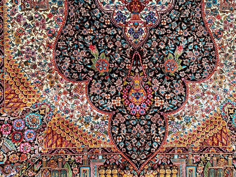 100% Silk Rug | 3x4 ft Bamboo Silk Rug Handmade Fringes and Borders gallery