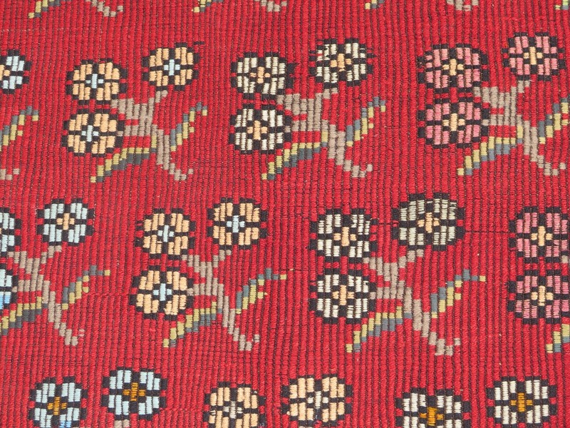 Boho Rug, Area Rugs, Turkish Kilim, Embroidery Rug, Handmade Wool Carpet71"x115" gallery