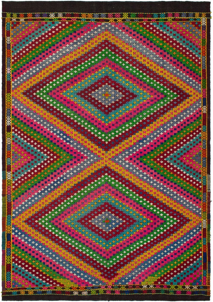 Vintage Hand Woven Area Rug 6'7" x 9'10" Traditional Wool Oriental Carpet