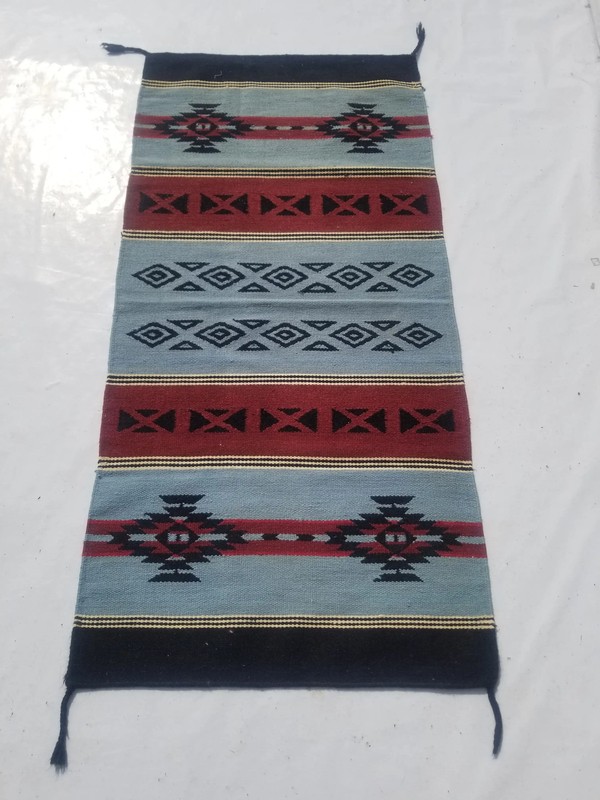 Vintage Traditional Handmade Native American-inspired Wool Grey Kilim 5.2x2.6ft gallery