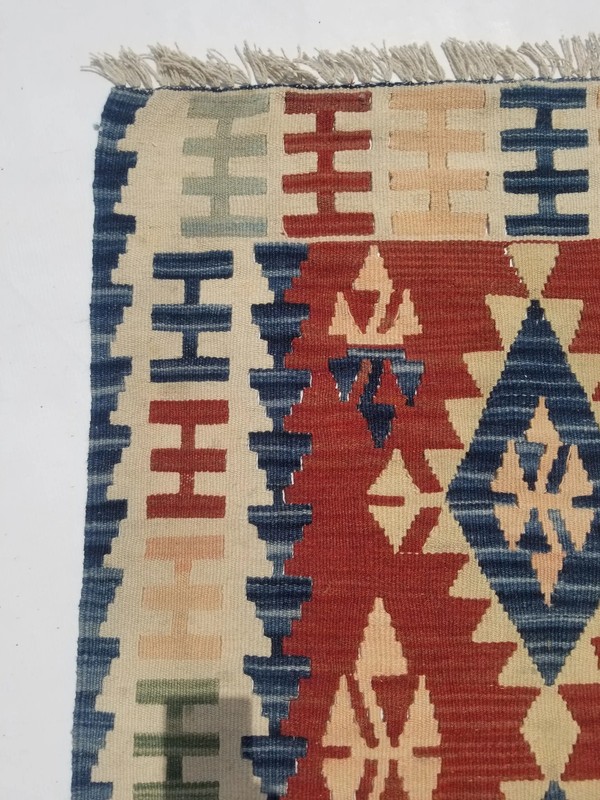 Vintage Traditional Handmade Turkish Wool Multi Kilim Rug 3.7x2.5ft gallery