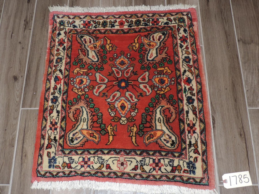 27" x 31" Handmade Square Sarouk Wool Rug