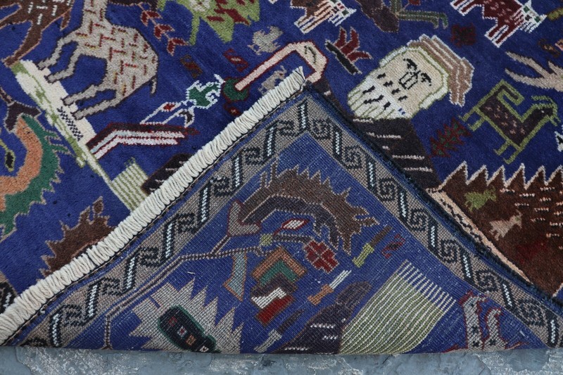 Fabulous Afghan Hand Woven Tribal Baluchi Zakani Pictorial Rug 9'7 x 6'2 Ft gallery