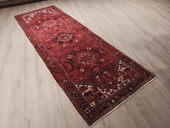 ESTATE 11 FEET RUNNER Circa 1950 VEGETABLE-DYE HANDMADE-KNOTTED WOOL RUG 586479