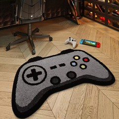 Retro Console Carpet, Geometric Game Controller Rug, Non-Slip Floor Room Mat
